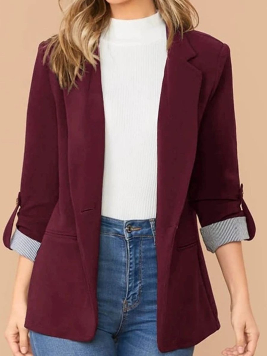 Lapel Collar Roll - Tab Sleeve Blazer - Blazer Suit